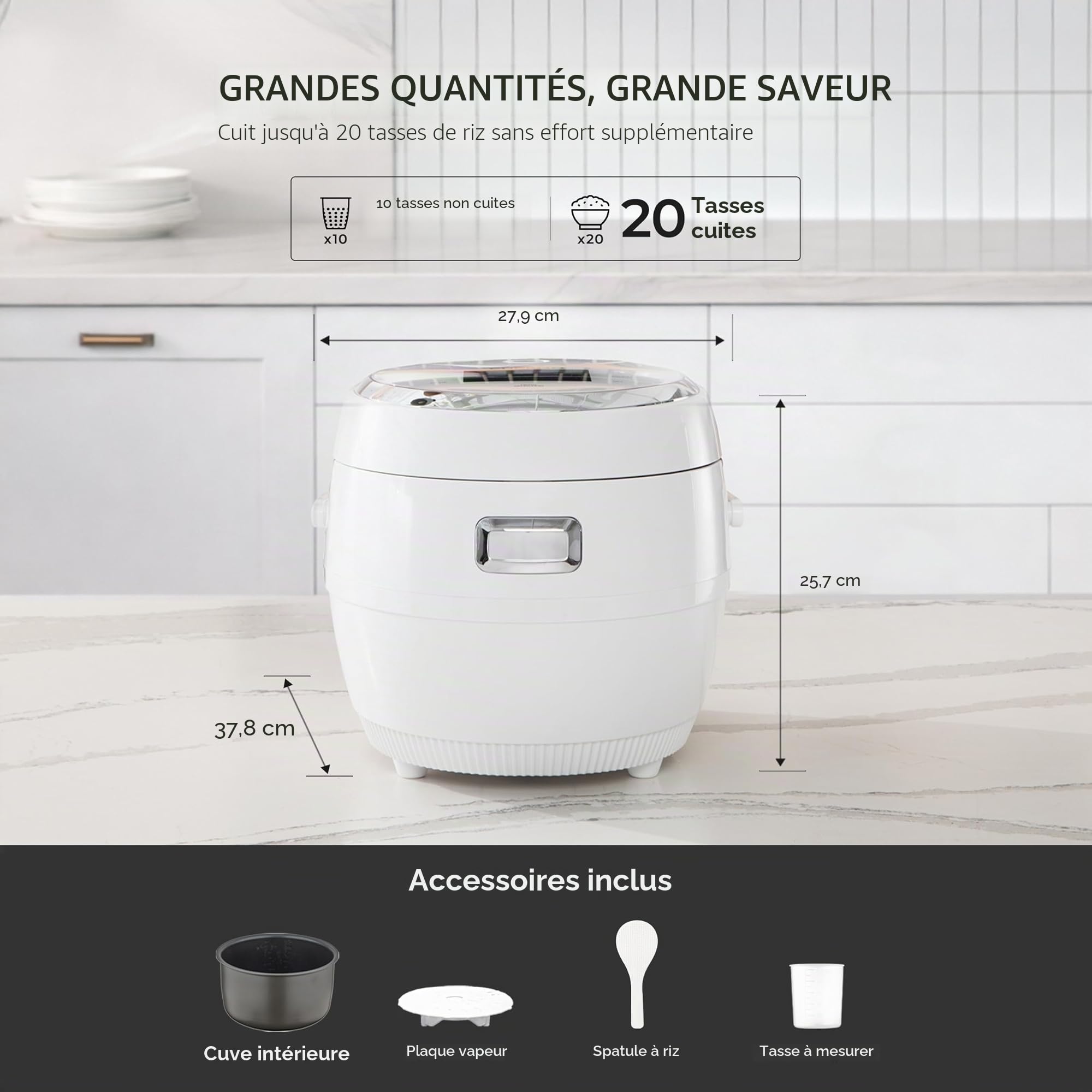 CUCKOO CR-1020F | Cuiseur à riz Micom de 10 tasses (non cuit) | 16 options de menu : riz blanc, riz brun et plus encore, pot intérieur antiadhésif, conçu en Corée | Blanc