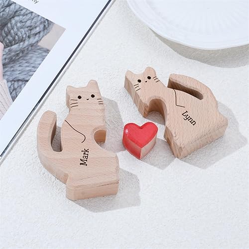 Miniatura 3 de Rompecabezas de madera personalizado con nombres familiares de 2 a 8, rompecabezas de madera de gato, rompecabezas de madera personalizable para