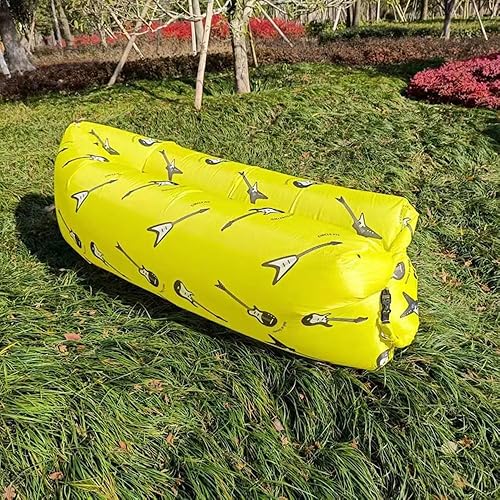 Miniatura 5 de Tumbona inflable, silla de aire, sofá, cama, saco de dormir, sofá para playa, camping, lago, jardín (guitarra)