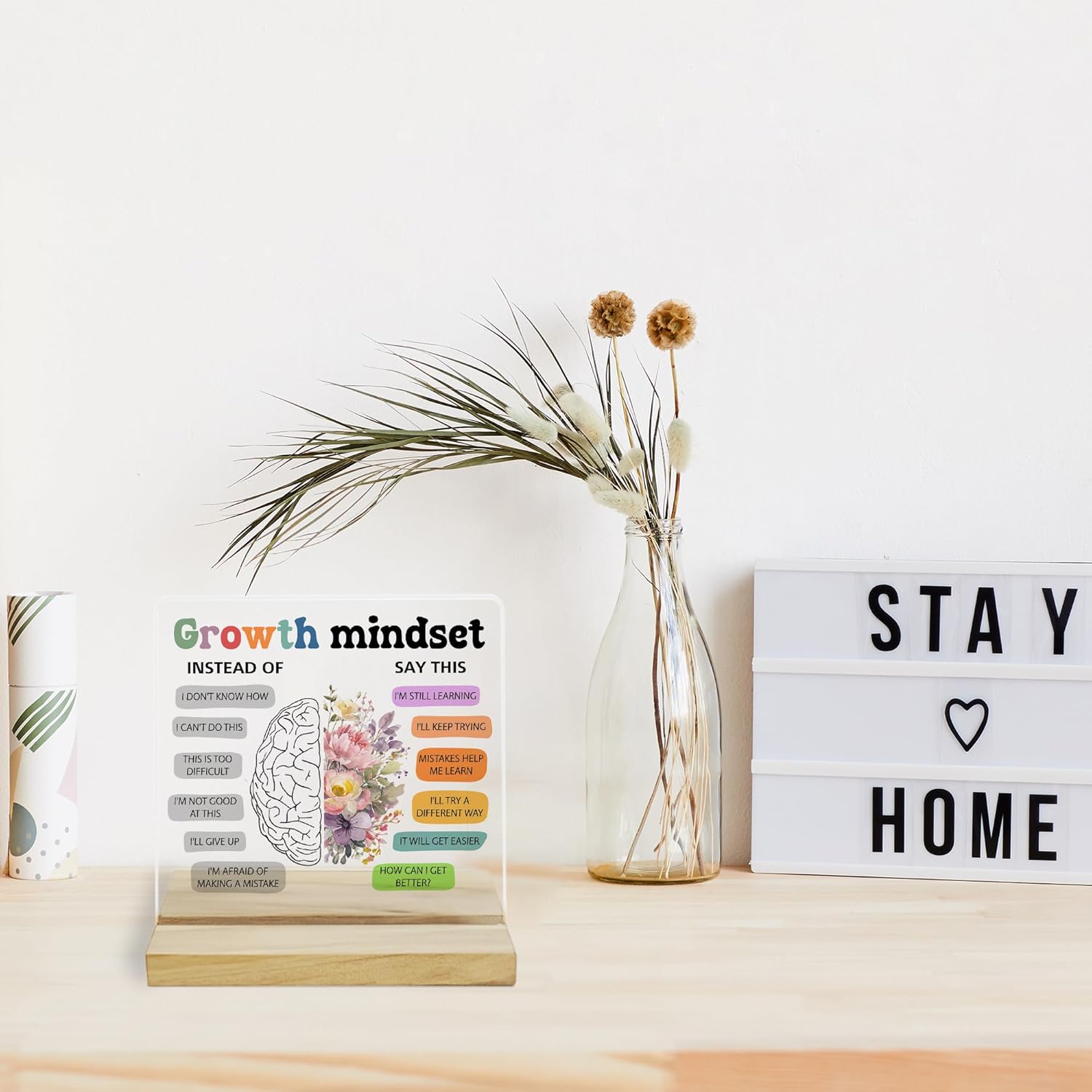 Growth Mindset Inspirational Decor Sign, Positive Affirmations Acrylic Plaque for Home Office Decor - Image 4