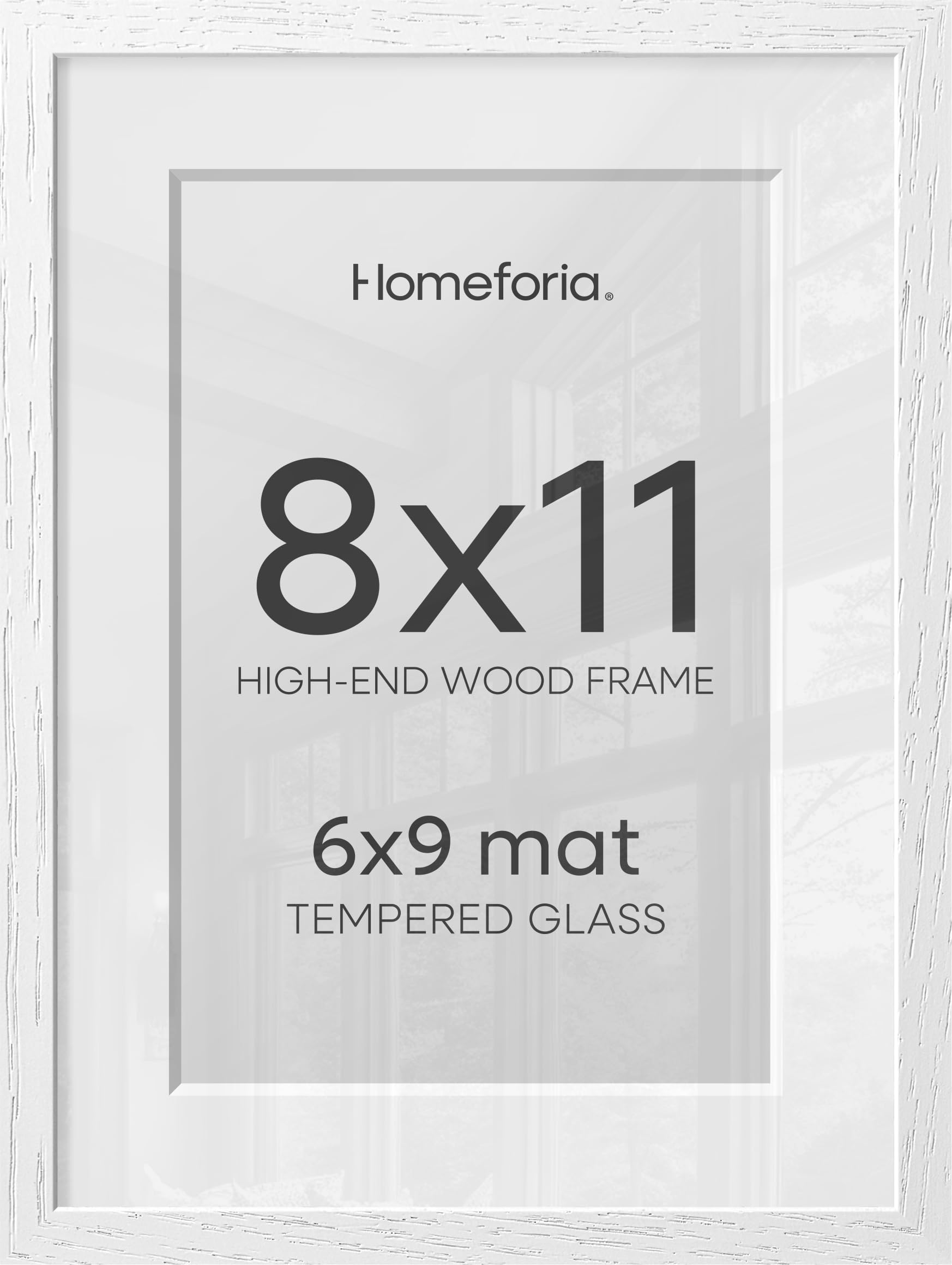 Homeforia 8x11 White Oak Picture Frame, High-End Wood, 6x9 Mat, Glass | High End Solid Oak Wood, Tempered Glass, Acid-Free 6x9 Removable Mat, 8x11 Edge-to-Edge Display 11x8, Wall Kit, Set Of 2