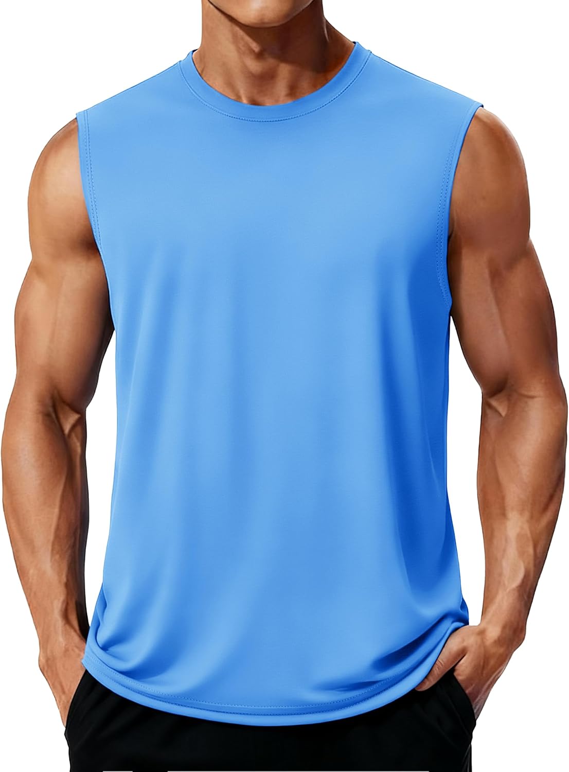 MAGCOMSEN Men's Sleeveless Shirts Quick Dry Tank Tops UPF 50+ Gym Muscle Workout Summer Beach Swim Shirt