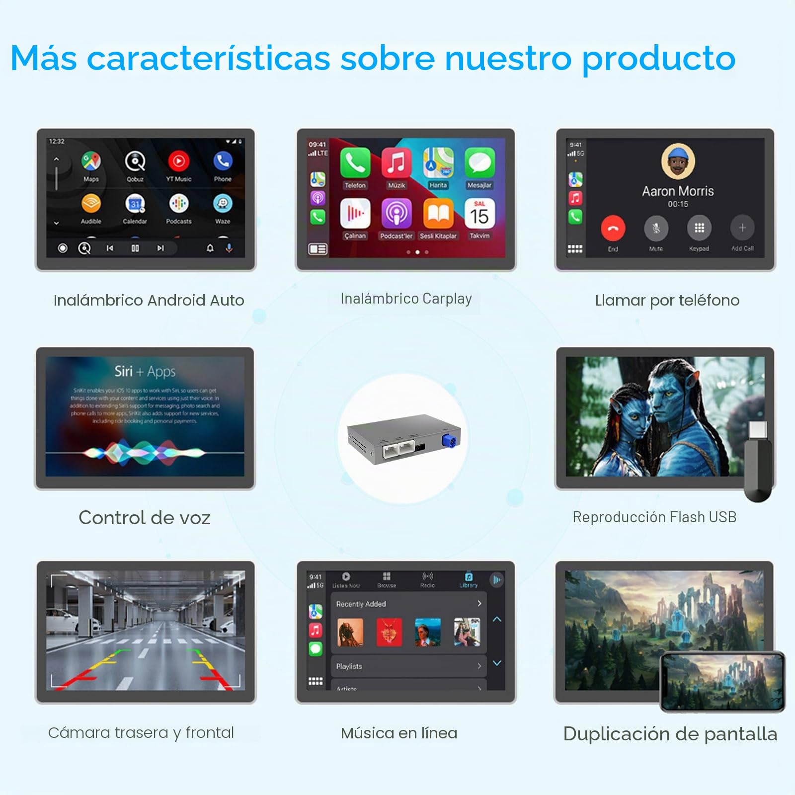 Modificación inalámbrica de coche CarPlay/Android Auto para Audi A4 2009-2015 AirPlay Mirror Link Soporte Multimedia Cámara de marcha atrás