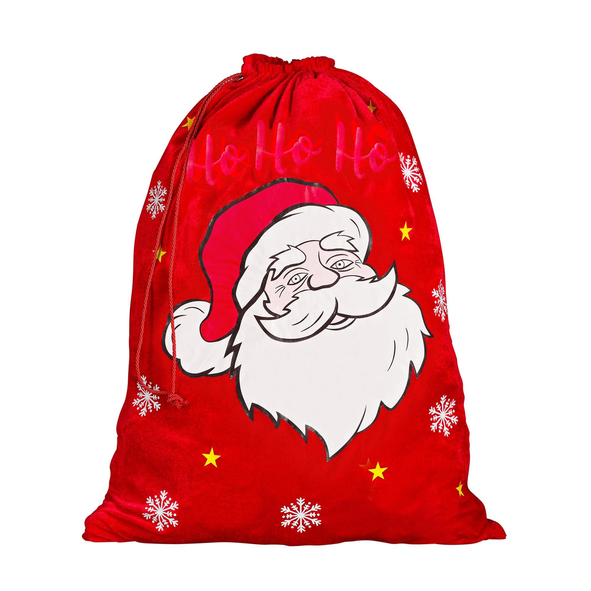 Idena 31876-Fabric Bag Approx. 50 x 70 cm Red Santa Claus Christmas Velvet Sack Cord
