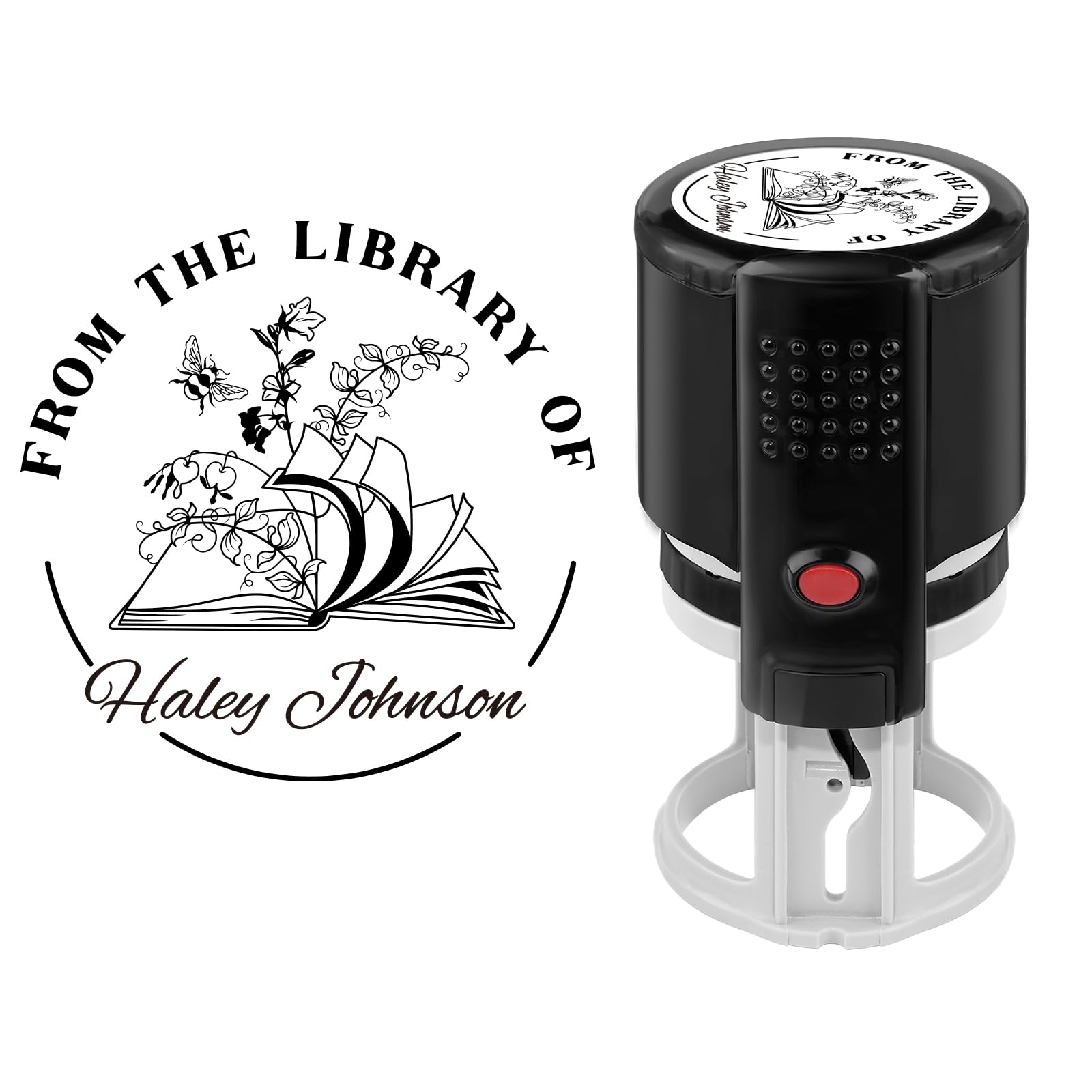 Custom Book Stamps Self Inking from The Library of Personalized Teacher Stamps Monogram&Floral This Book Belongs to Create Your Own Stamp(Style12)