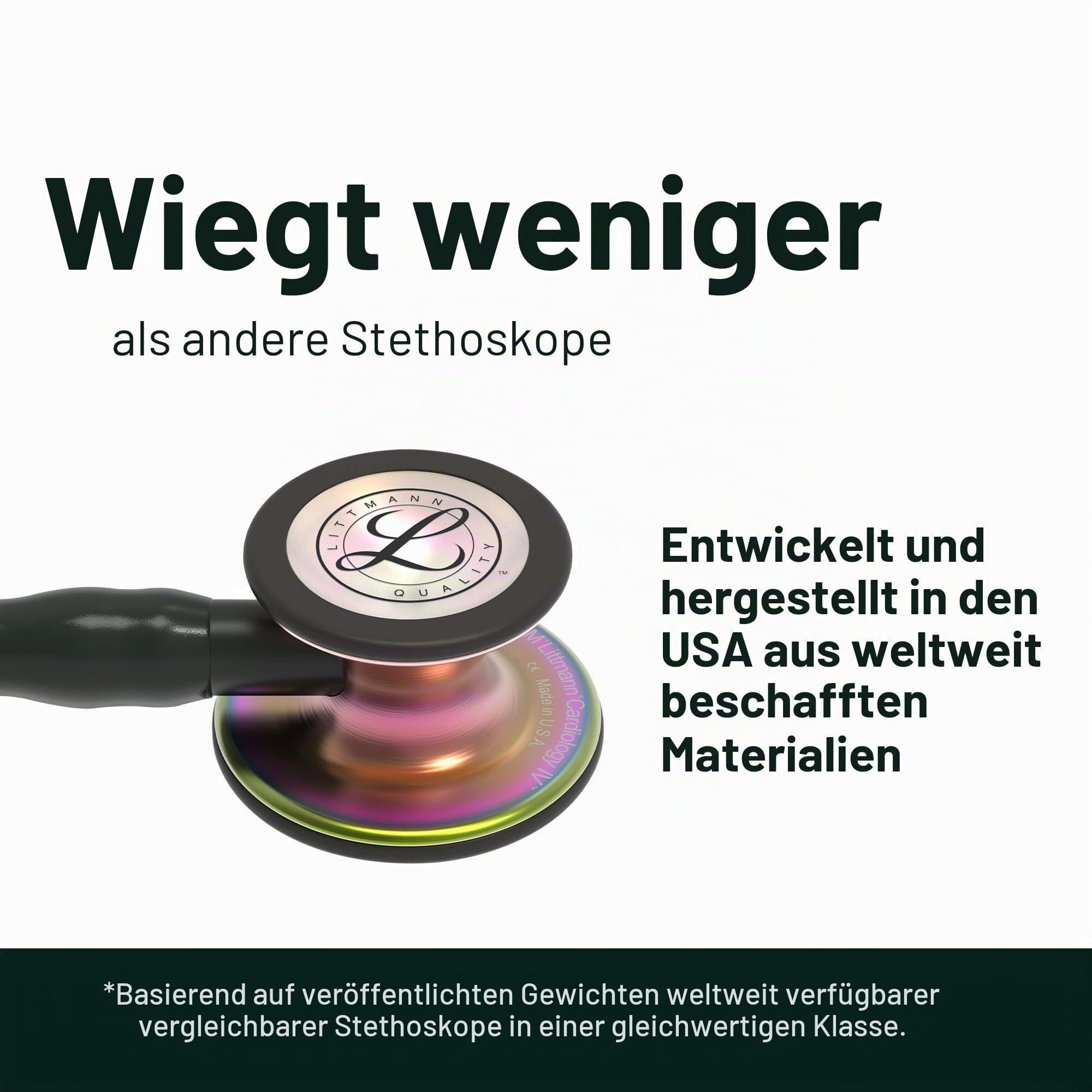 Littmann Cardiology IV Stethoskop, 6155, Schlauch Dunkelgrün | Edelstahl-Bruststück. Für Ärzte und Medizinstudenten