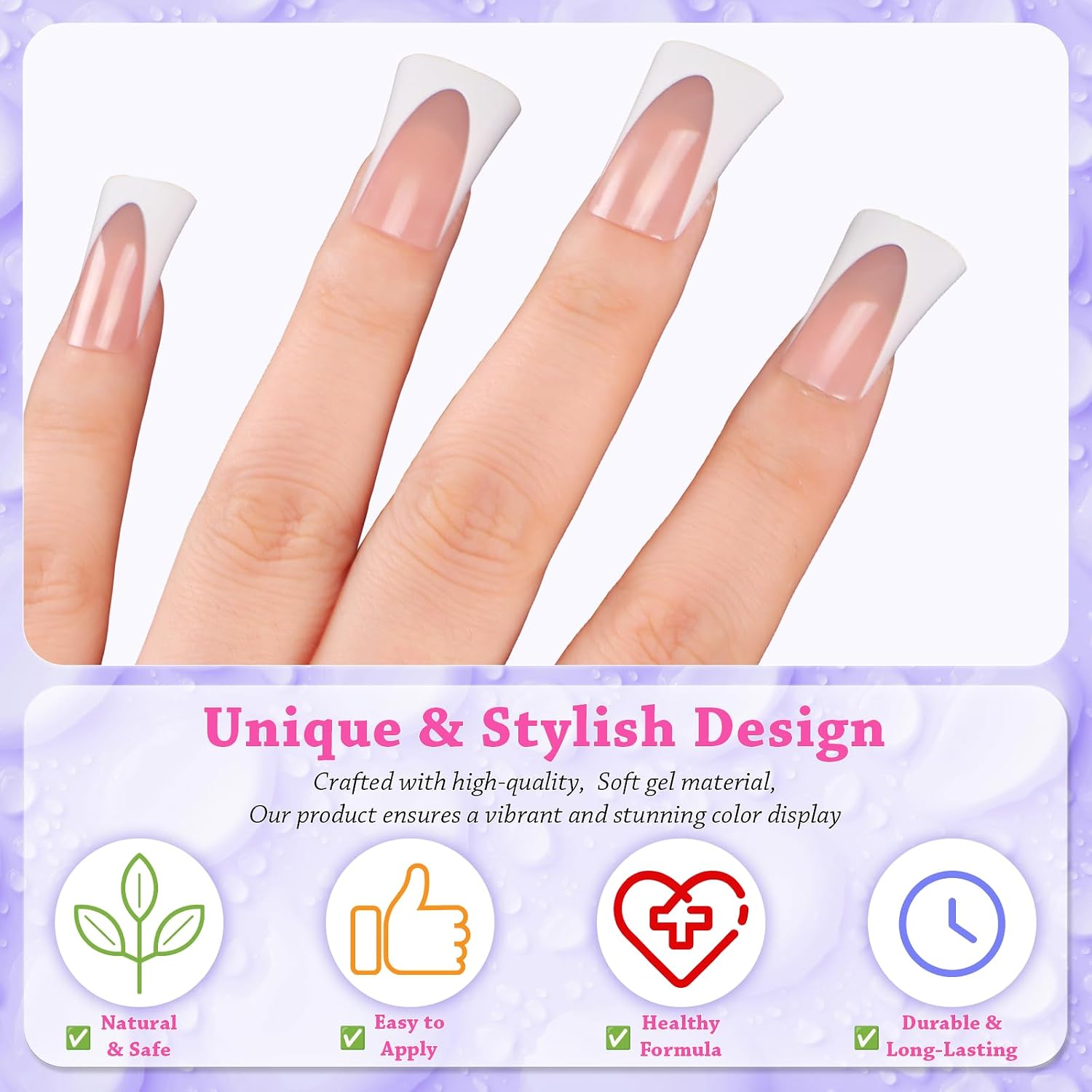 120pcs Duck Nail Tips Short Light Pink French Duck Tips Full Cover Fan Flare Duck Tips for Wide Press on Nail Crystal Duck Feet Nail Tips for Polygel Acrylic Extension, 12 Sizes
