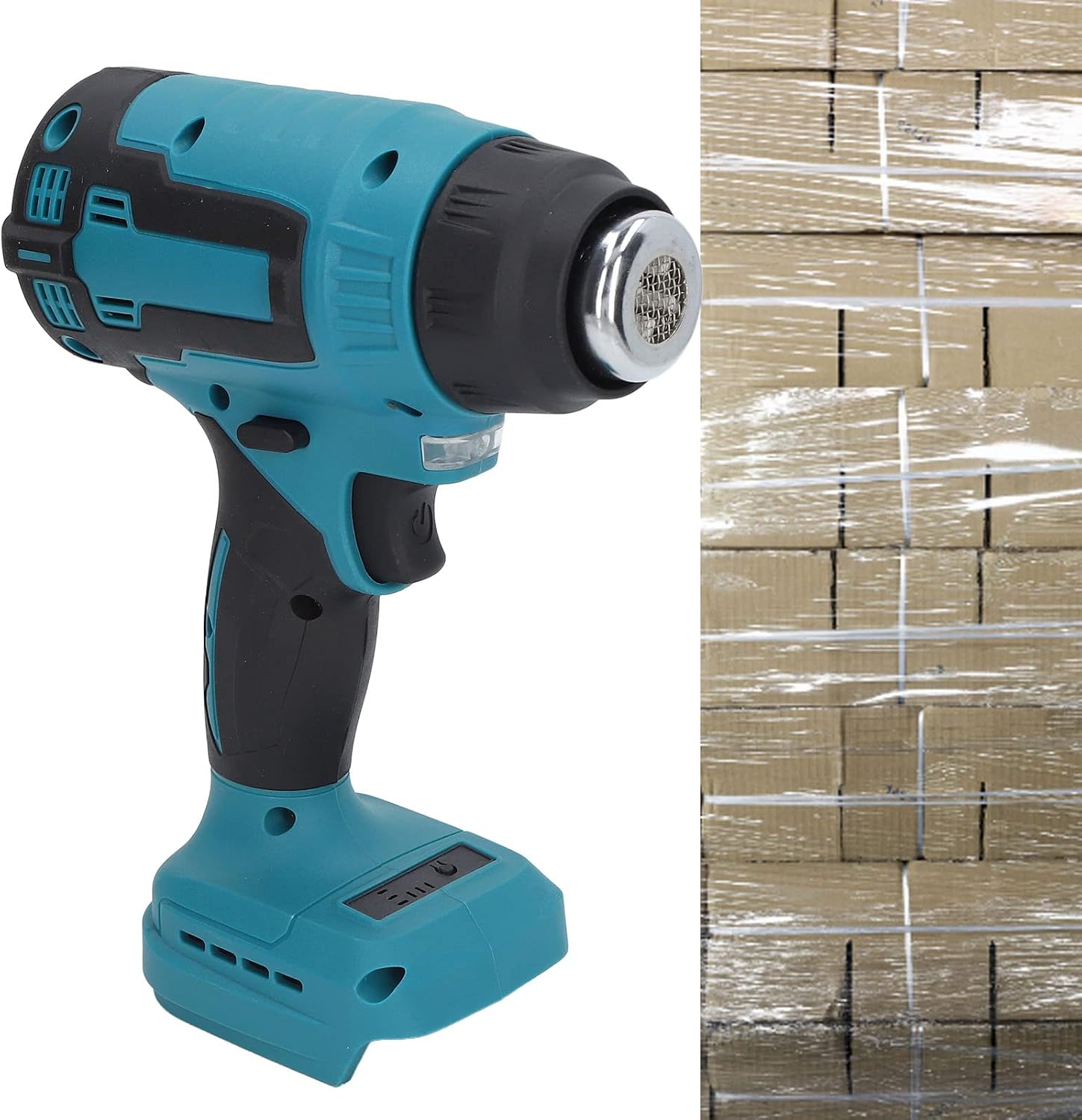 Cordless Heat Gun for 18V Lithium Ion Battery, 380℃, 2 Level Temperature Hot Air Gun with Reflector Concentrator Air Spreader Nozzle, for Crafts, Shrinking PVC, Stripping Paint