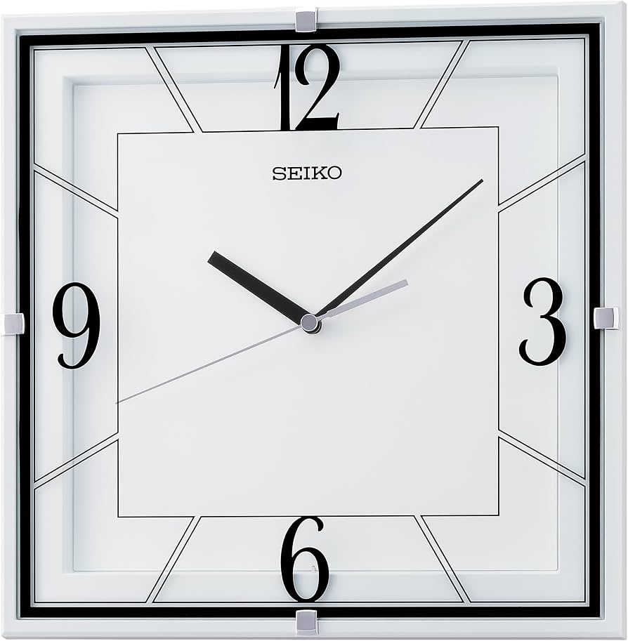 Amazon.com: SEIKO QXA821WRH Square Glass Printed Non Ticking Wall