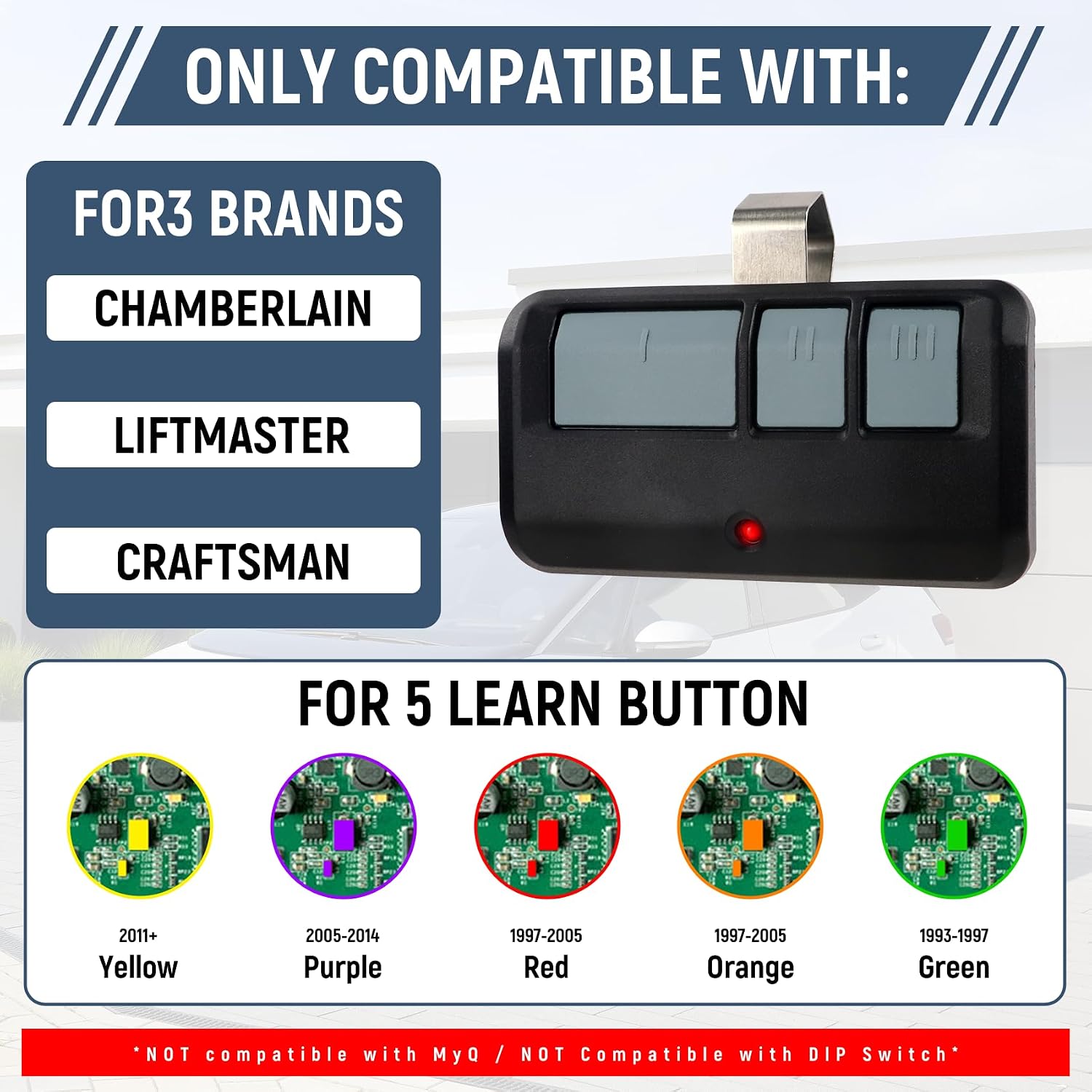 Black for liftmaster Chamberlain Craftsman Garage Door Opener Keypad&Remote | 877Max Garage Door Opener Keypad and 893Max Garage Door Opener Remote,878MAX 877LM 377LM 977LM Wireless Keyless Keypad