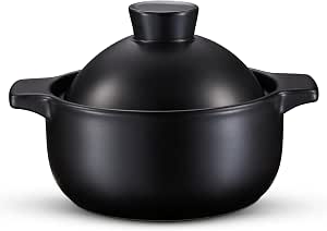 KooK Korean Dolsot Bowl with Lid, 68 oz, Black