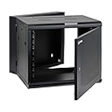AEONS 9U Professional Wall Mount IT Cabinet Enclosure Double Section Hinged Swing Out 19-Inch Server Network Rack with Vented Door 22-Inches Deep Black (Fully Assembled)