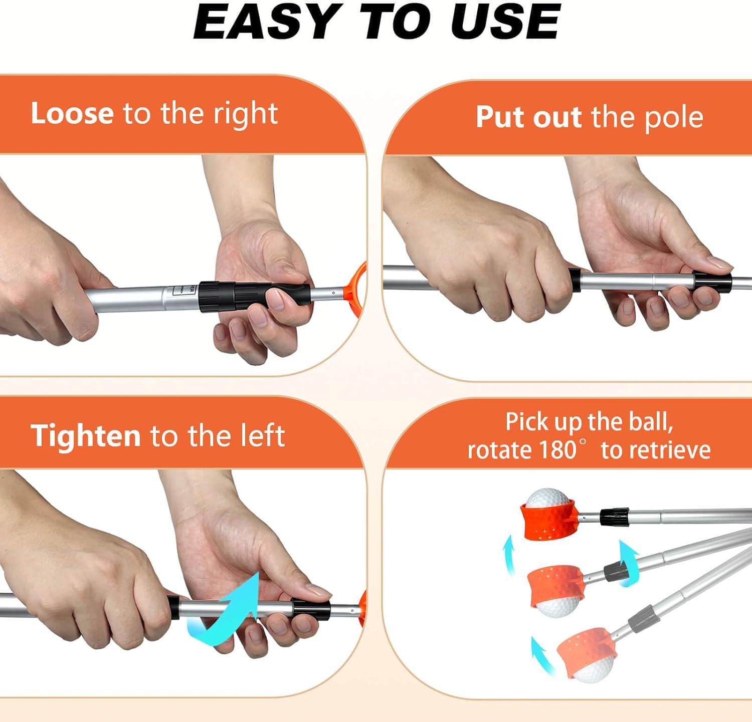 SPEENSUN Golf Ball Retriever Telescopic,Golf Ball Water Retriever,Max 12/15Ft Lightweight Aluminum Alloy Golf Ball Grabber,Not Easy to Break and No Corrosion Golf Ball Retriever for Water and Bushes