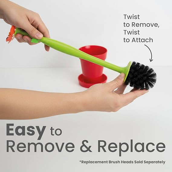Vigar Flower Power Toilet Brush and Holder Set, House and Bathroom, Red