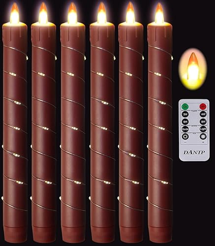 Danip Christmas red flameless Candle with String Light Window Candles