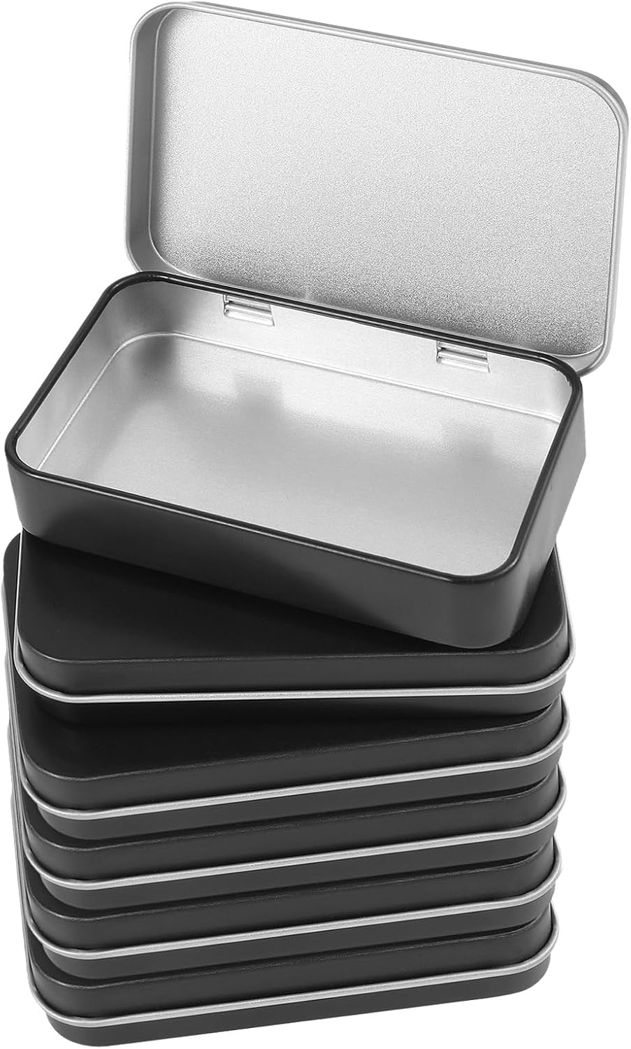 Metal Rectangular Empty Hinged Tins, 6 Pcs Black Small Tin Box with Lids Mini Metal Container Bead Storage Containers for Storage Jewelry Crafts Candy Sewing Tools