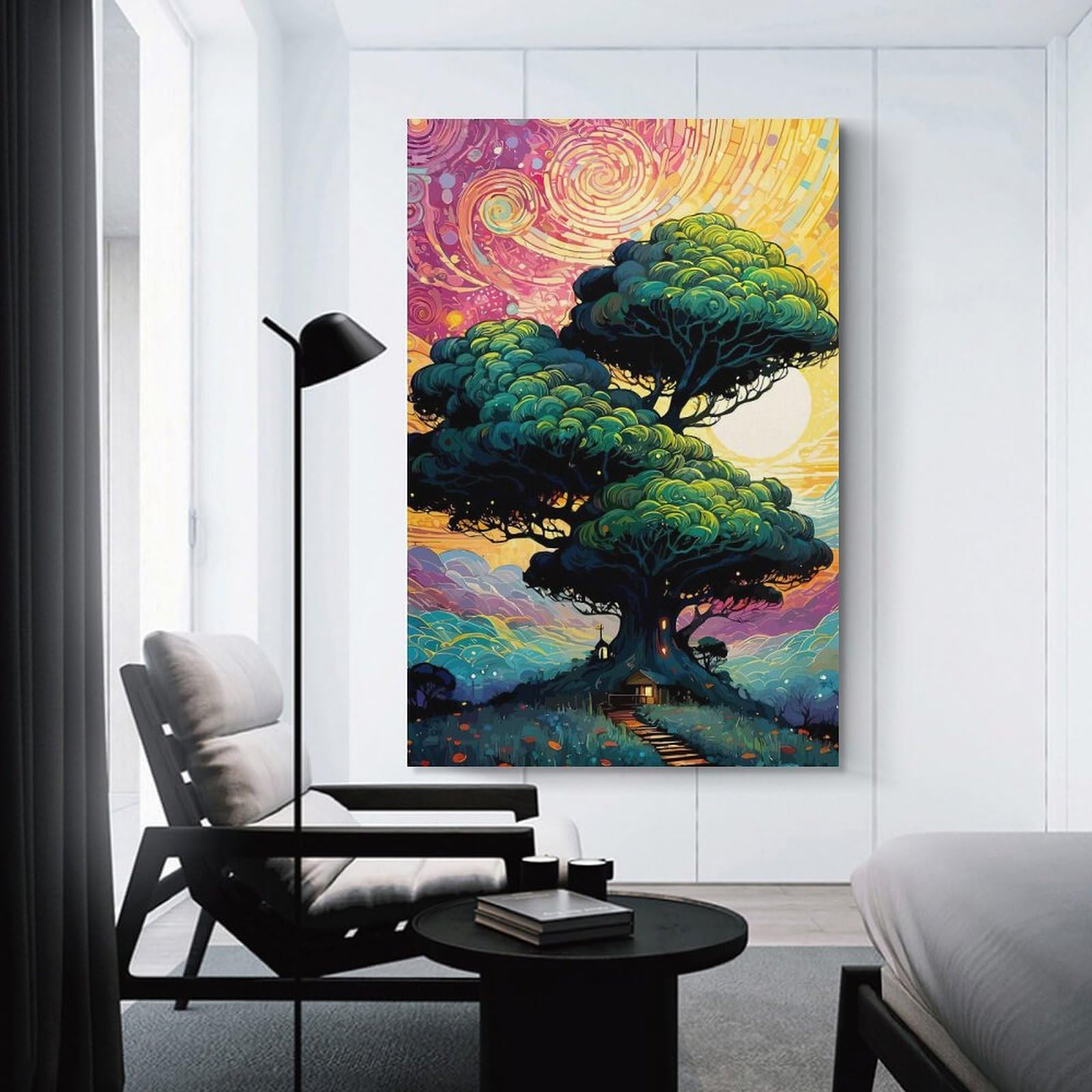 Junmoney Unframe-Style-9 Canvas Wall Art Dreamy Treehouse Landscape, 20X30inch(50X75cm), For Lounge Decor, Bedroom Walls Or Flats, Eye Catching Artwork For Blank Walls