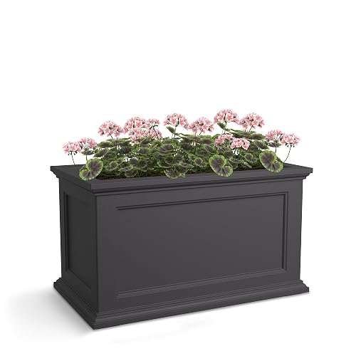Mayne Fairfield 36in Self-Watering Rectangular Planter, Graphite Grey