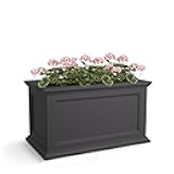 Mayne Fairfield 20x36-Inch Rectangular Planter – Self-Watering, Weather-Resistant Planter for Flowers – Durable Outdoor Design for Patio, Porch, or Entryway, Graphite Grey