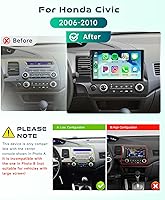 Vista 2 de [4G+64G] para Honda Civic 2006-2011 Estéreo de coche Android con CarPlay inalámbrico Android Auto, pantalla táctil IPS Android 13 de 10.1 pulgadas