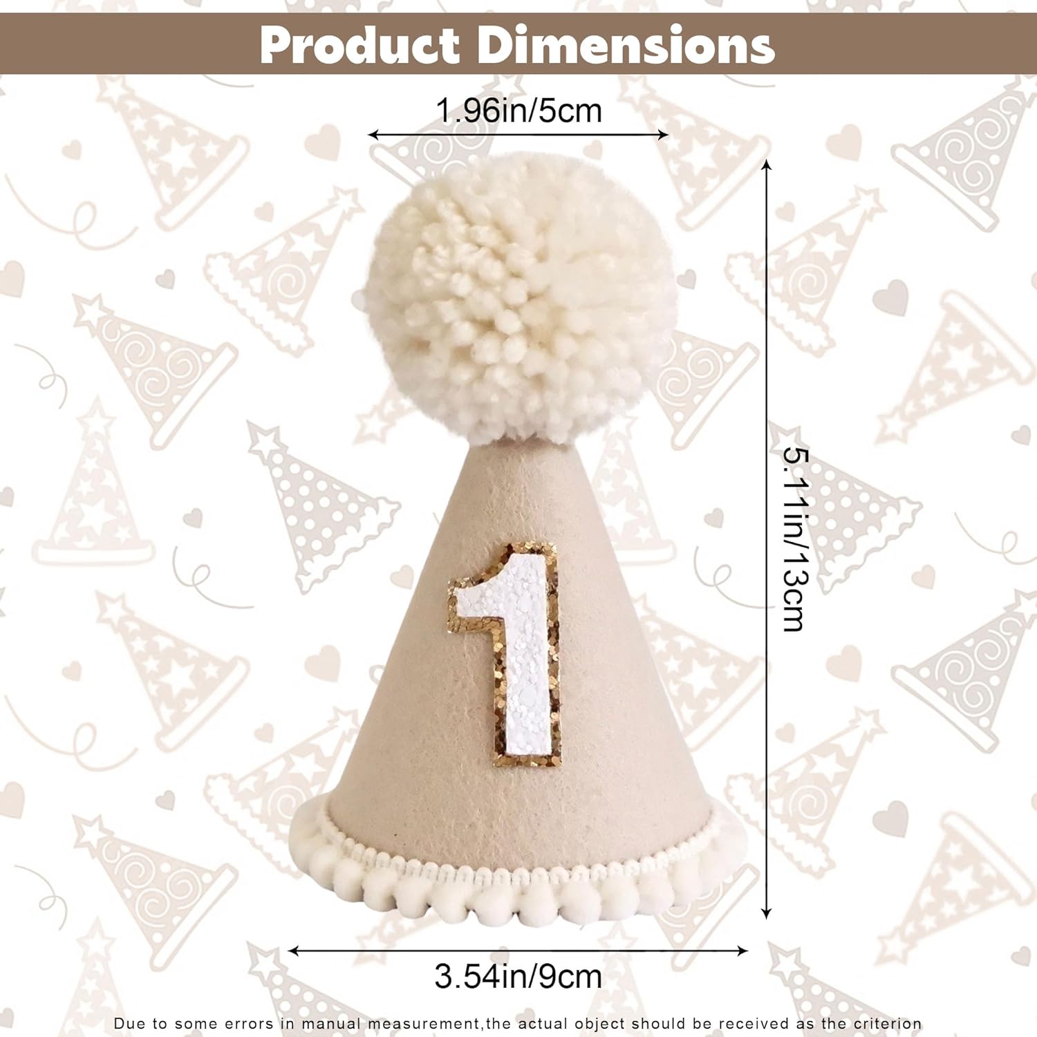 First Birthday Hat for Boys Girls, 1st Birthday Crown, Brown Simple