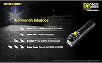 Vista 8 de Nitecore Linterna recargable compacta de alta potencia E4K de 4400 lúmenes EDC con un adaptador de carga LumenTac