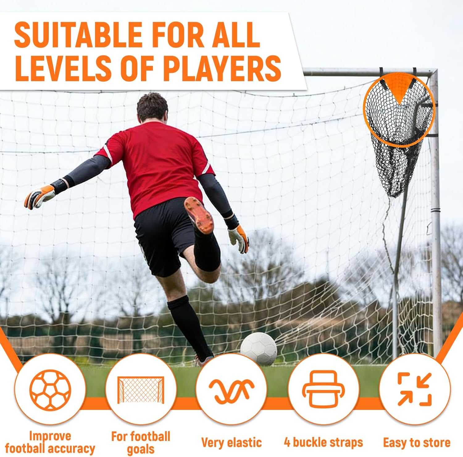 Soccer Goal Target 2 Pack, 17-Inch Top Bins Corner Shooting Accuracy Trainer – Carbon Fiber Frame, Easy Attach & Detach, Portable with Carry Bag, Soccer Training Equipment for Teens & Adults