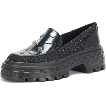 Karl Lagerfeld Womens Lylah Lug Sole Platform Loafer with Pins