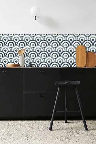 Miniatura 8 de COLAMO LUXURY Swatch - Azulejo adhesivo azul brillante, autoadhesivo en muro de cocina para pared de acento, impermeable, adhesivo de cerámica