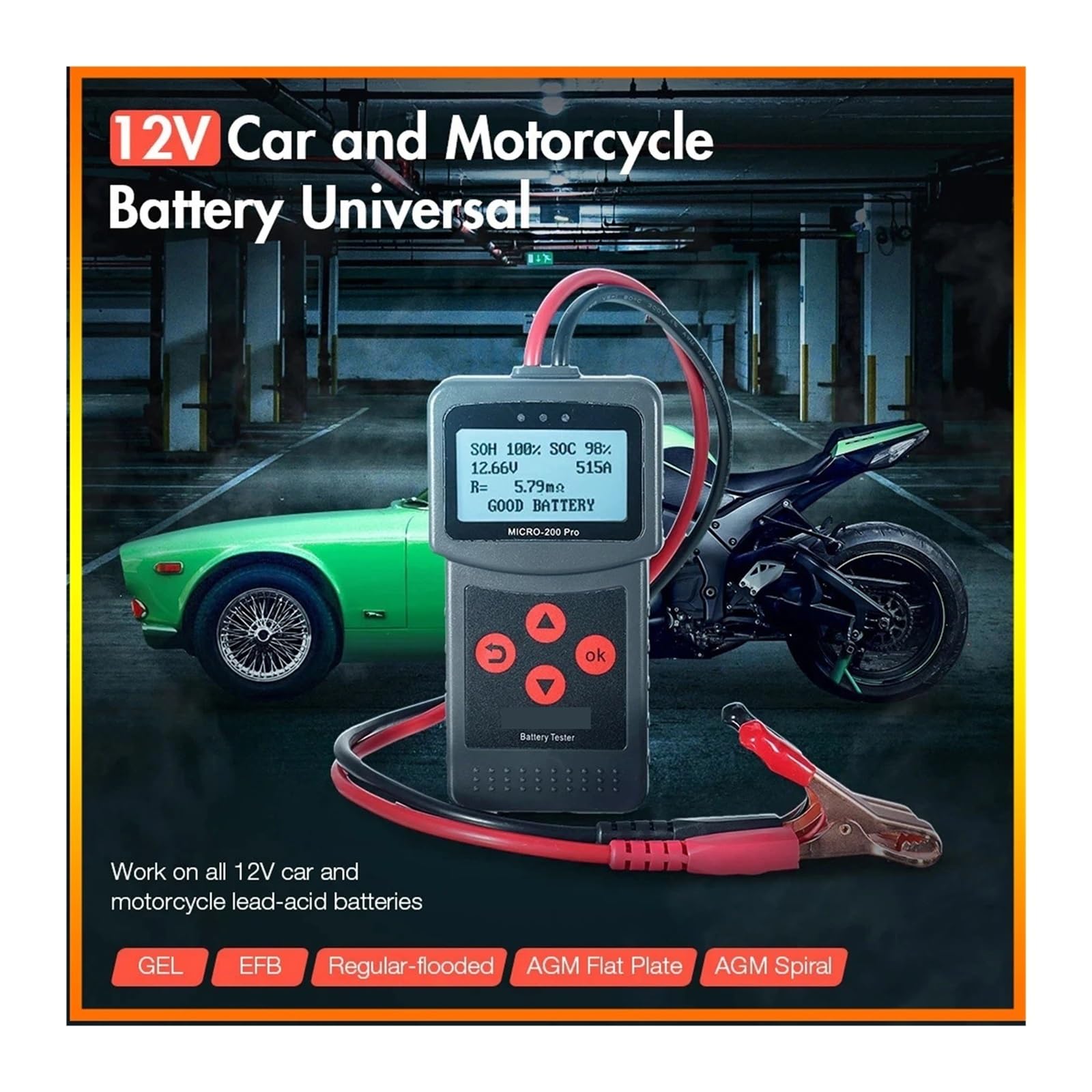 Tester baterii, Narzędzia do inspekcji samochodowej MC200 PRO CAR Motocyklowy akumulator Wewnętrzna rezystancja Analiza żywotności Tester akumulatora Start Stop