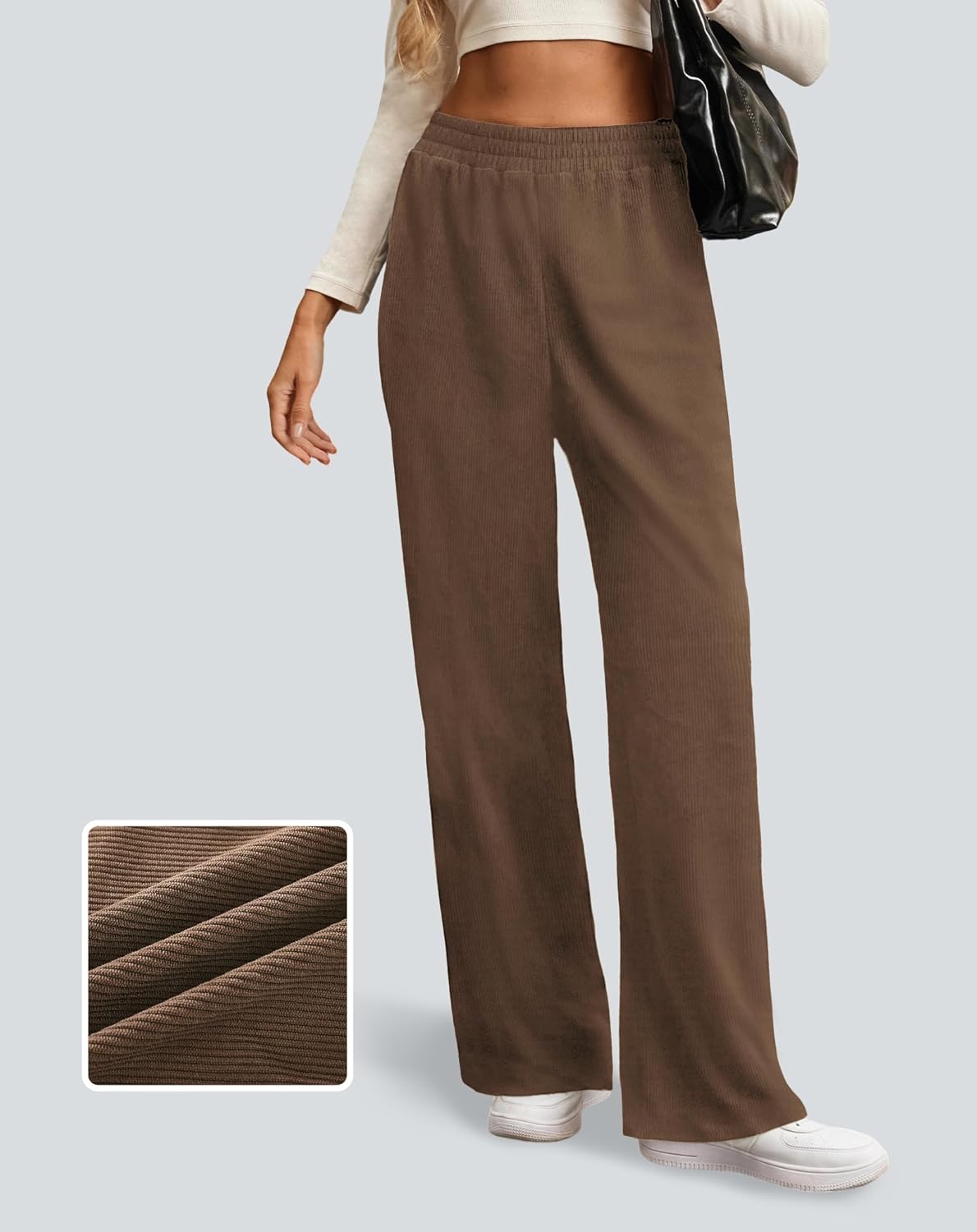 SEMARO Womens Wide Leg Corduroy Pants Casual Elastic High Waist Loose Fit Lounge Comfy Fall Trousers with Pockets 2025 - Image 2