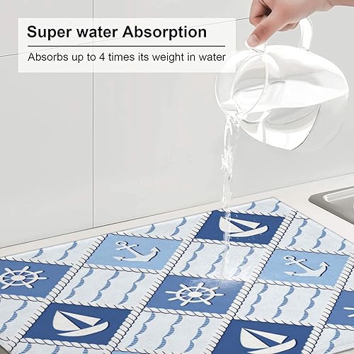 Vista 202 de Tapete de secado de platos de limón de 18 x 24 pulgadas para encimera de cocina, almohadilla absorbente de microfibra para escurrir platos, tapetes