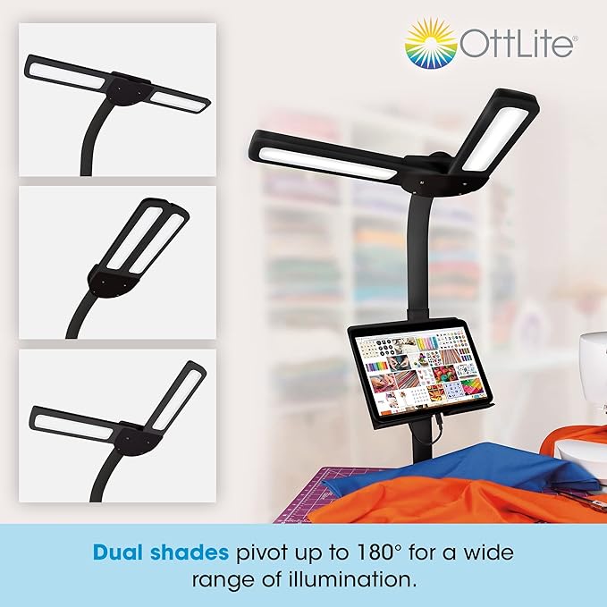 OttLite OttLite Vloerlamp met dubbel led-scherm met 2,1 A USB-oplaadpoort, verstelbare standaard photo 2