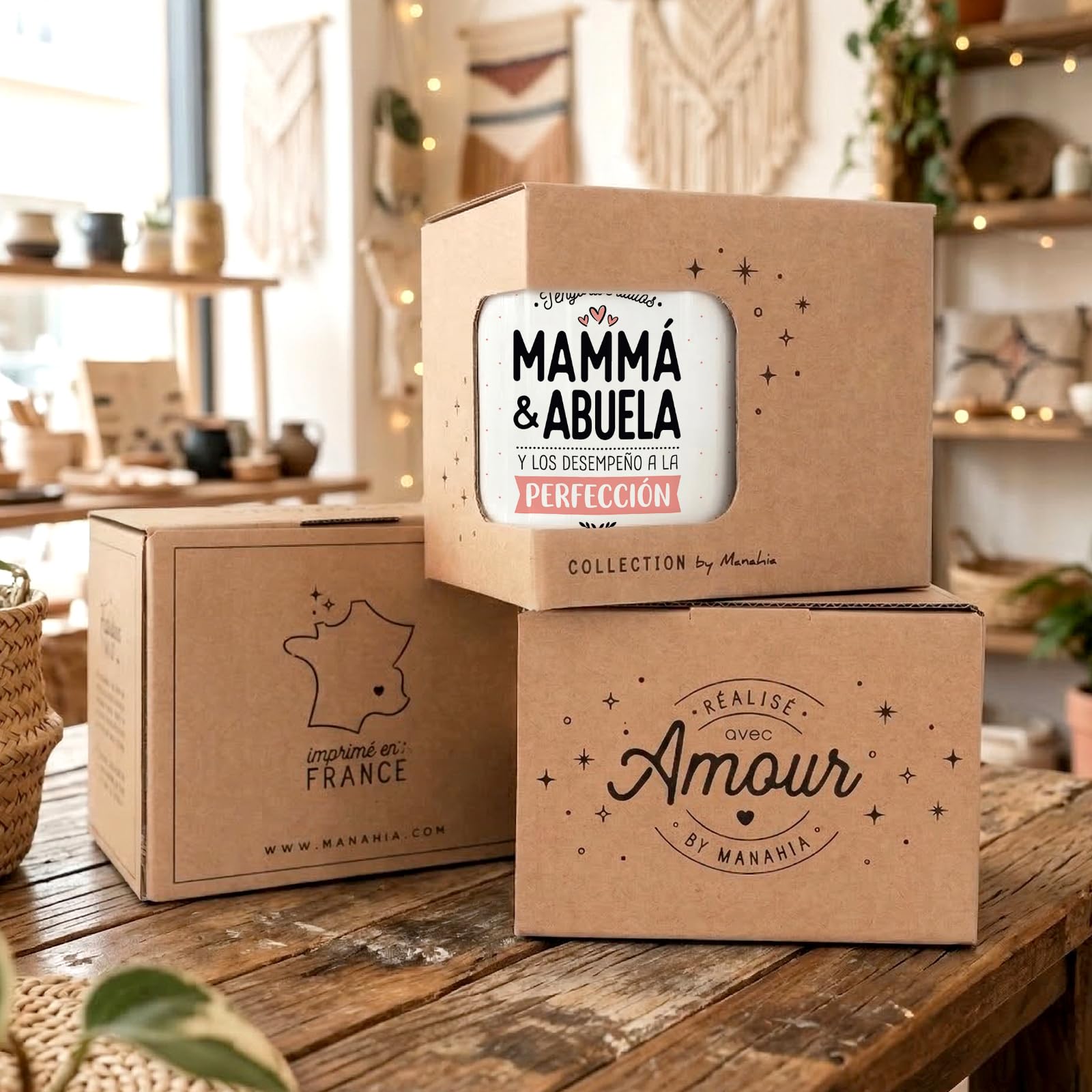 Manahia - Taza Mamá Abuela, desempeño ambos titulos a la perfección | Detalle Original Emotivo Navidad, Día de la Madre, de los Abuelos, Futura Abuela | Idea Sorpresa Anuncio Embarazo | Con Caja Kraft — view 7