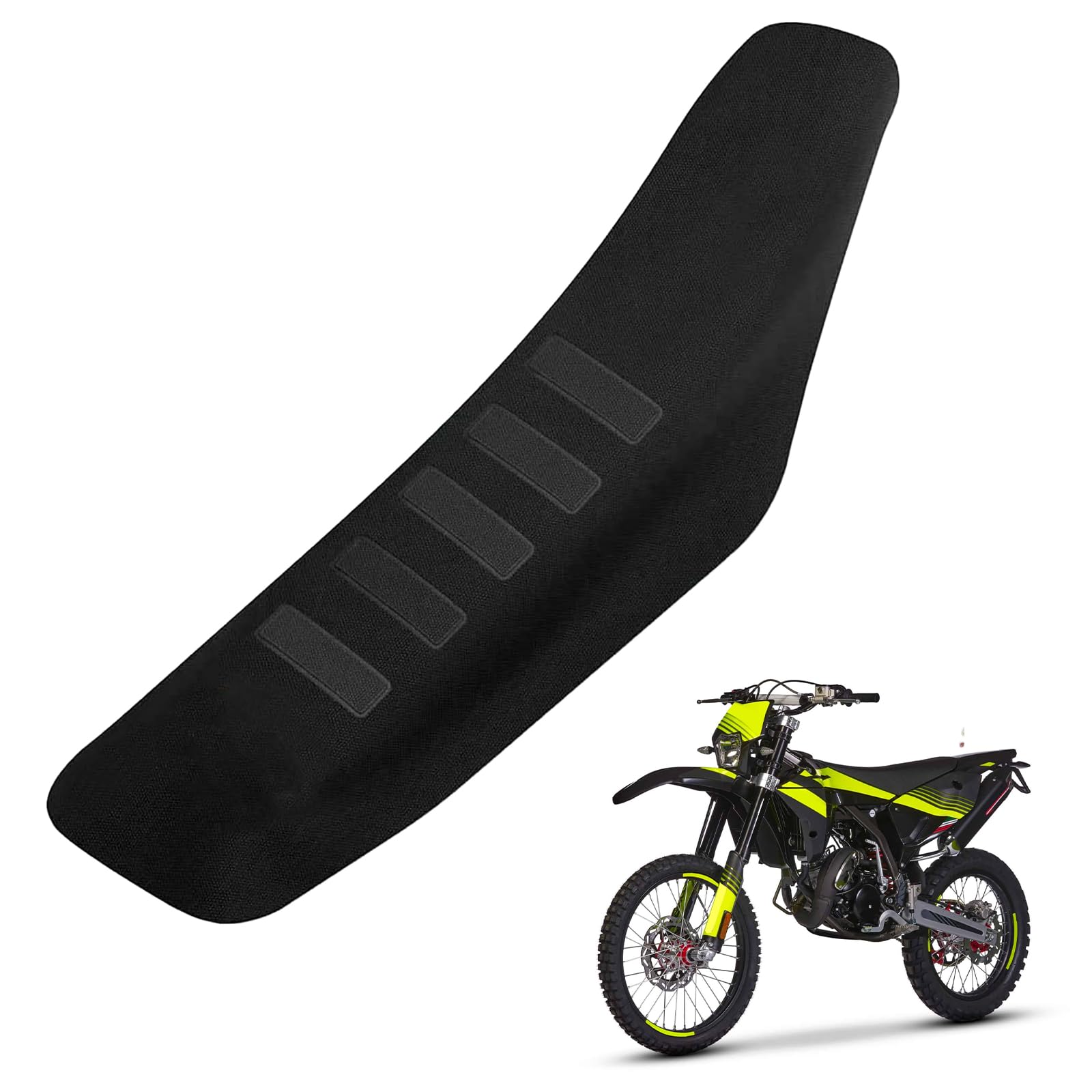 Universaler Gummi-Motorradsitzbezug für Fantic XMF 125 XX XXF XE XEF 50cc 125cc 250cc 450cc 2T 4T Motocross Enduro Motard Rally Schwarz