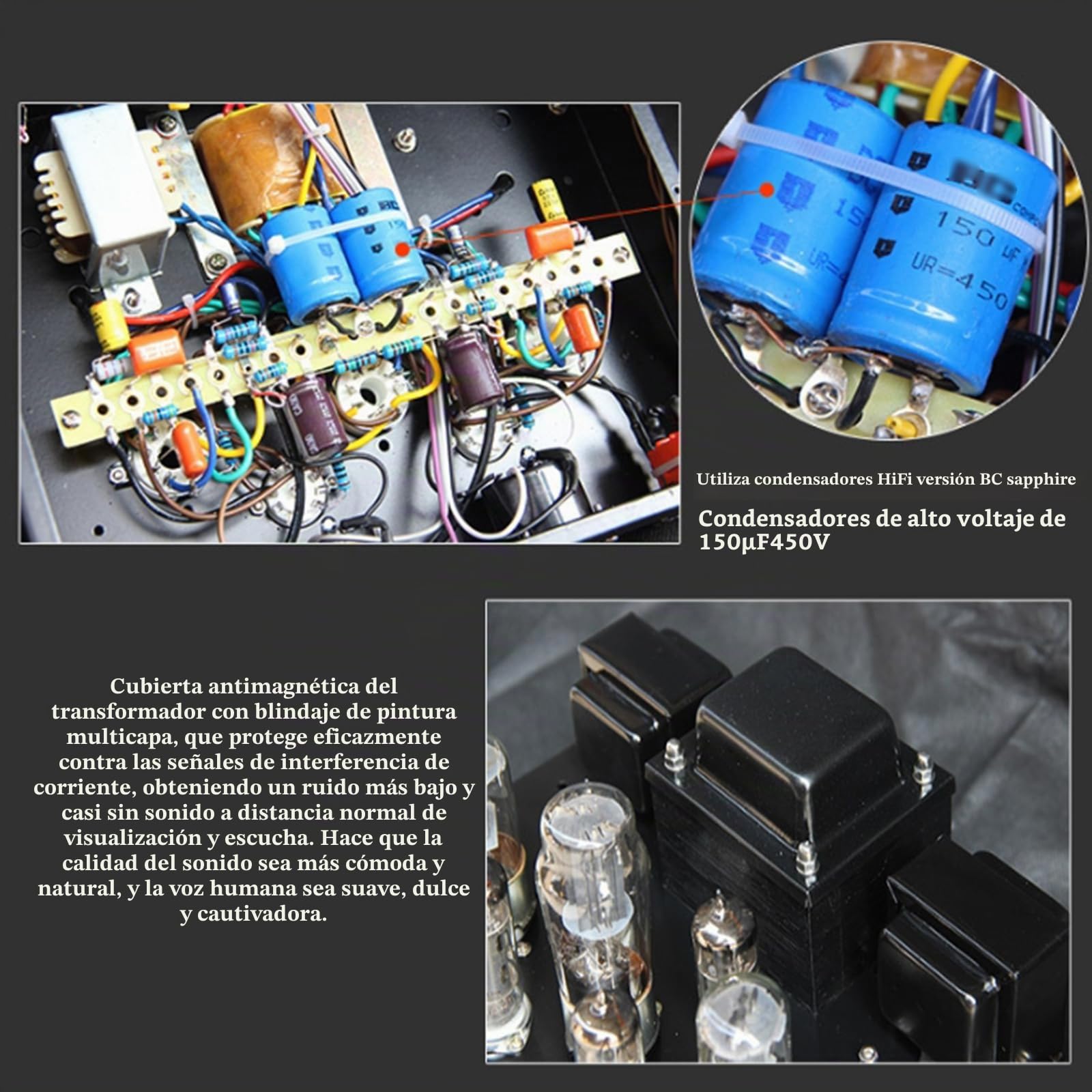 Amplificador De Válvulas, Amplificador Estéreo Integrado De Alta Fidelidad con Tubo De Vacío, Amplificador Estéreo De Alta Fidelidad, 6,8 W X 2 RMS, con Cubierta Antimagnética De Transformador