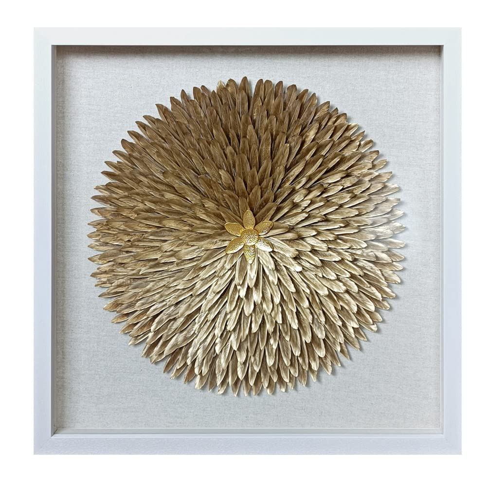 ARTECORS Modern Feather Wall Decor - Handmade Home Decoration (Golden Feather)