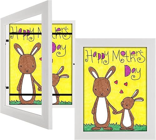 Paquete de 2 marcos de arte para niños, color blanco, de 10 x 12.5 pulgadas, 8.5 x 11 pulgadas, marco de exhibición de obras de arte infantil sincon