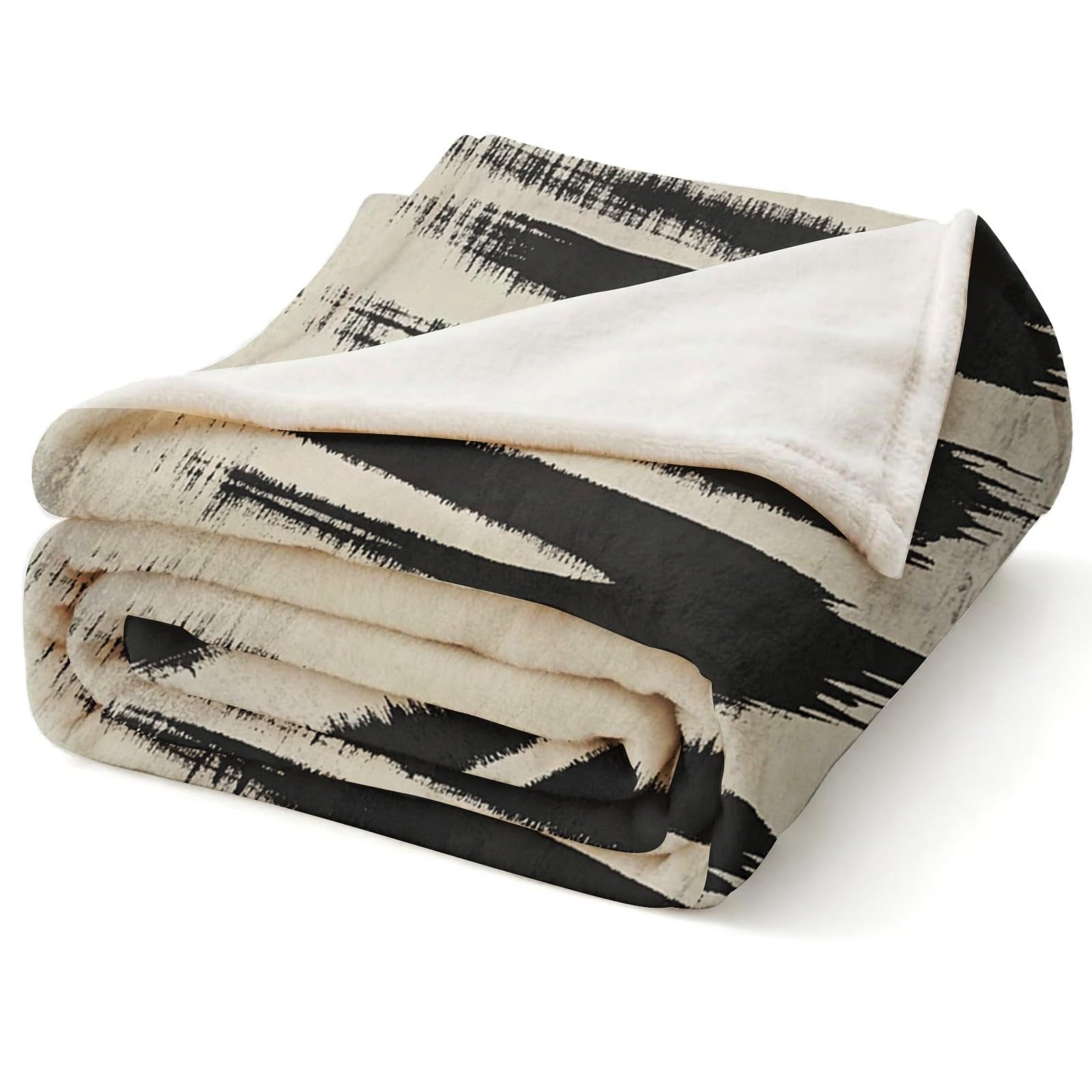 Coperta Flanella Increspature geometriche astratte 150x200 cm, Plaid Morbido per Divano Soggiorno Camera da Letto, Coperta Pile Calda