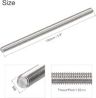 sourcing map M8x150mm Rozsdamentes Menetes Rúd 304 Inox Jobb Menet 4db - M8 x 150mm 3
