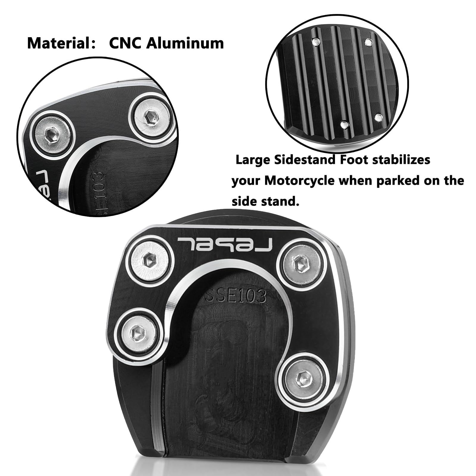 Motorcycle Side Stand Enlarge Foot - CNC Aluminum Kickstand Stabilizer For Honda Rebel 300/500 2017-2023 - View #6
