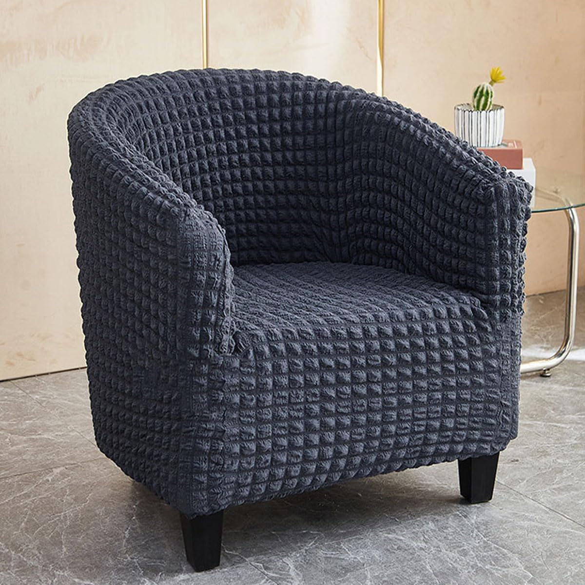 Copripoltrona 1 Posto Elasticizzato Tinta Unita Chesterfield, Fodere Cocktail con Cuscino Separato, Fodera per Poltrona per Hotel Salotto Antiscivolo per Bancone Soggiorno 2PCS Darkgreen