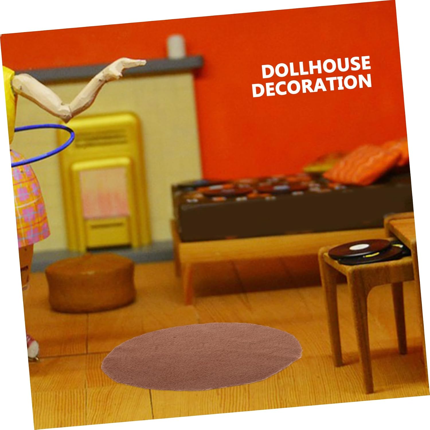 Yardwe Scale Miniature Doll House Rug Soft Plush Door Mat for Dollhouse Decoration Realistic Mini Area Rug for Scale Dollhouse