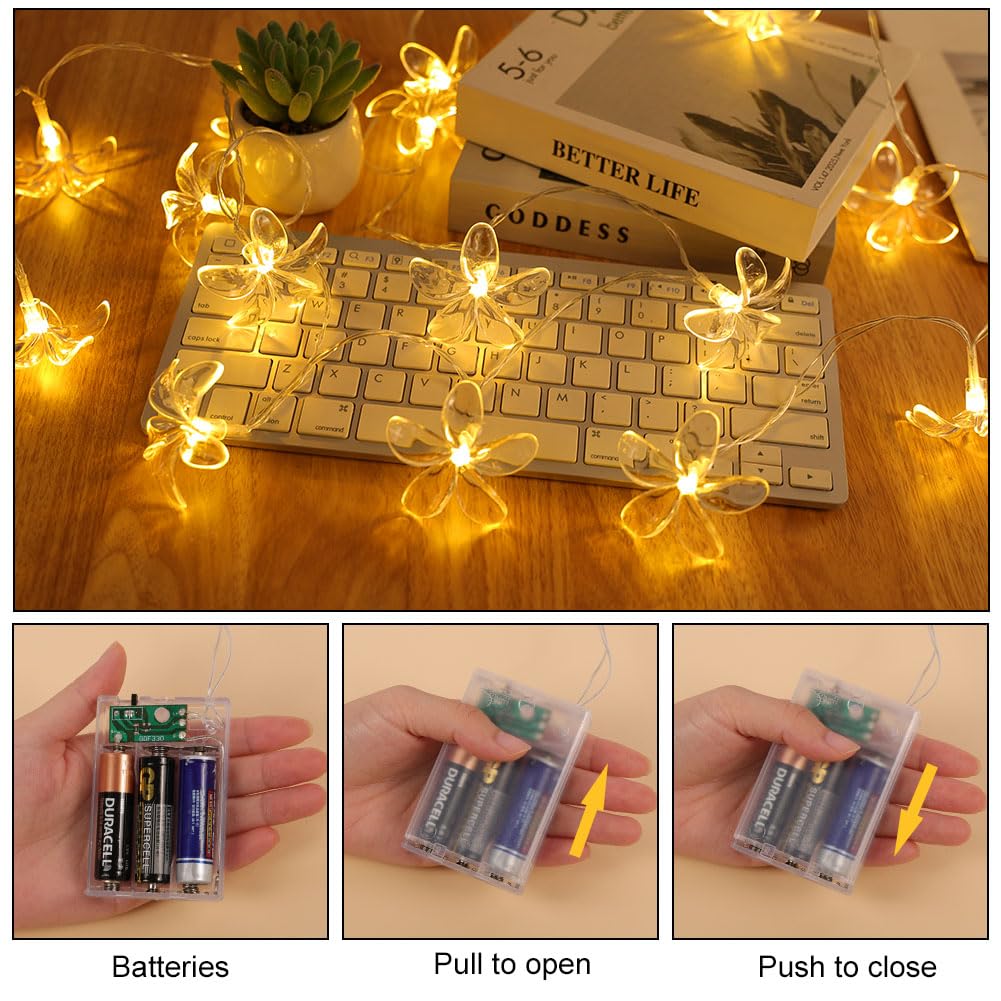 Cadena de Luces de Flores, 3 M 20 Guirnalda de luces LED de Cerezo,Funciona con Pilas,Impermeable Guirnalda de Flores,Guirnalda Luces Decorativas Interior Exterior para Jardín,Boda,Blanco Cálido