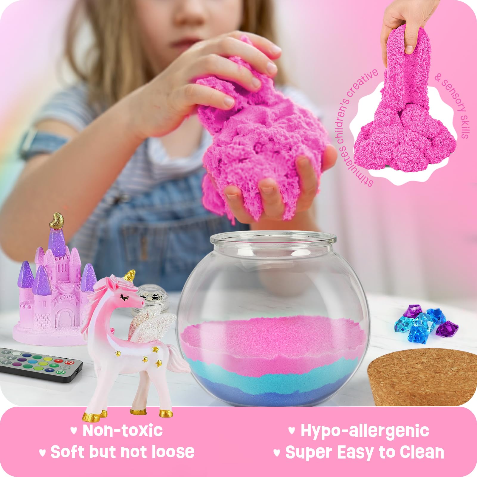 Kit de Terrarium Licorne, Veilleuse Licorne, Lampe Licorne - Idée Cadeau Anniversaire Filles 4-12 Ans - Loisirs Créatifs, Jeux Scientifiques