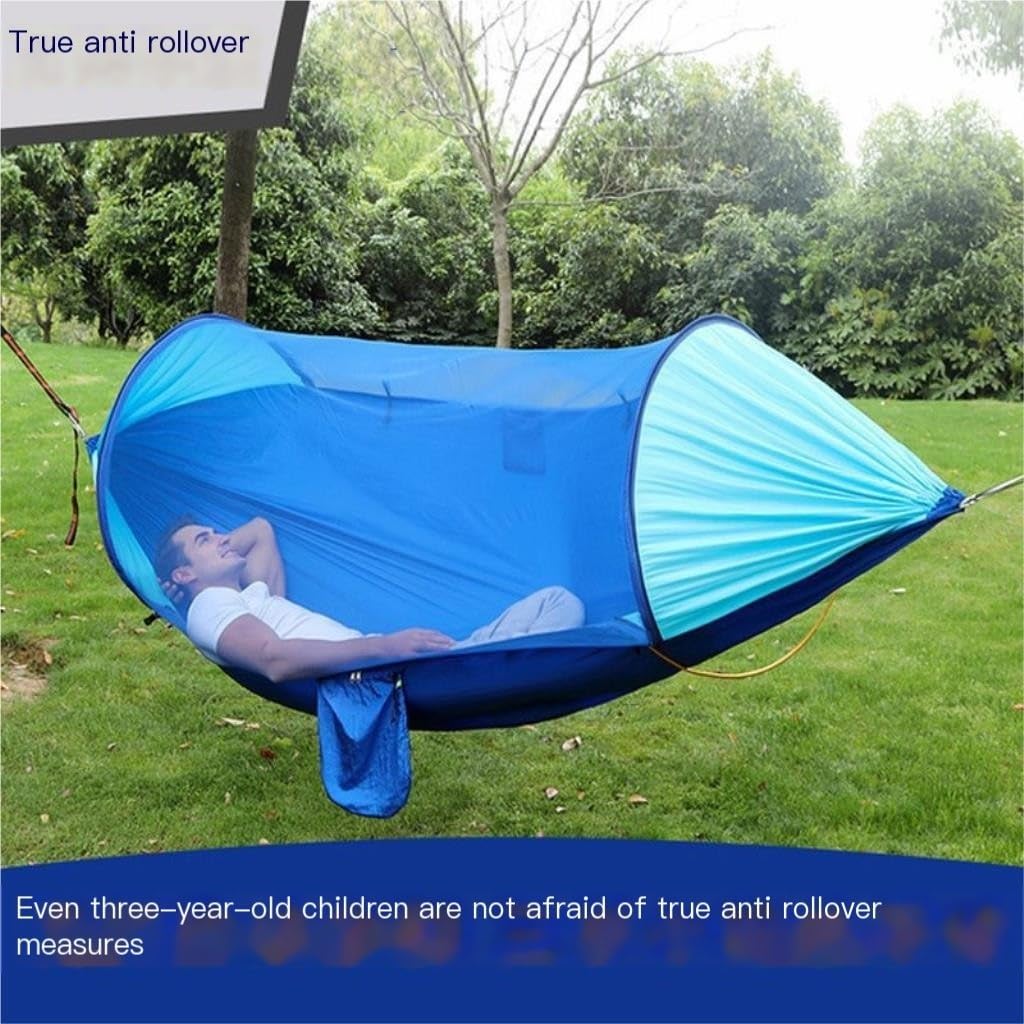 Hammock Double Anti-Rollover Hammock Quick-Open Mosquito Net Outdoor Home Hammock Camping Outdoor Double Mosquito Proof Tent Hammock Outdoor(Green)