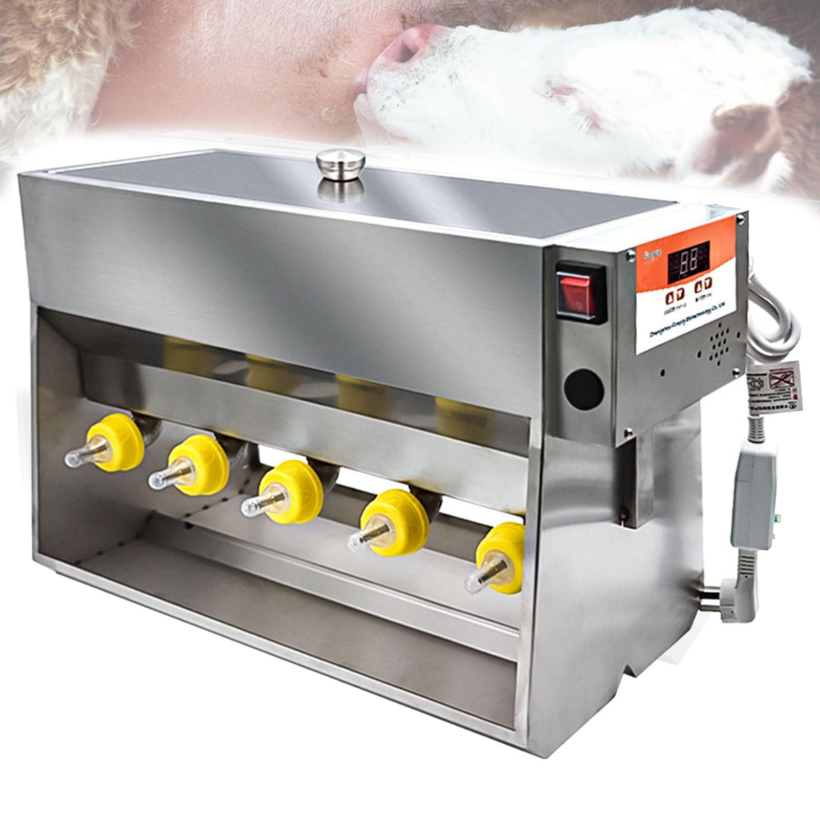 Biberon automatico a forma di maialino, stazione di alimentazione in silicone a temperatura costante con 10 capezzoli, simulazione del suono per uso agricolo