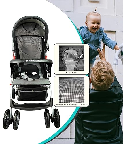 Miniatura 6 de AmorosO Cochecito individual - Cochecito de bebé con cuatro ruedas - Cochecito ligero - Cochecito convertible con espacio de almacenamiento