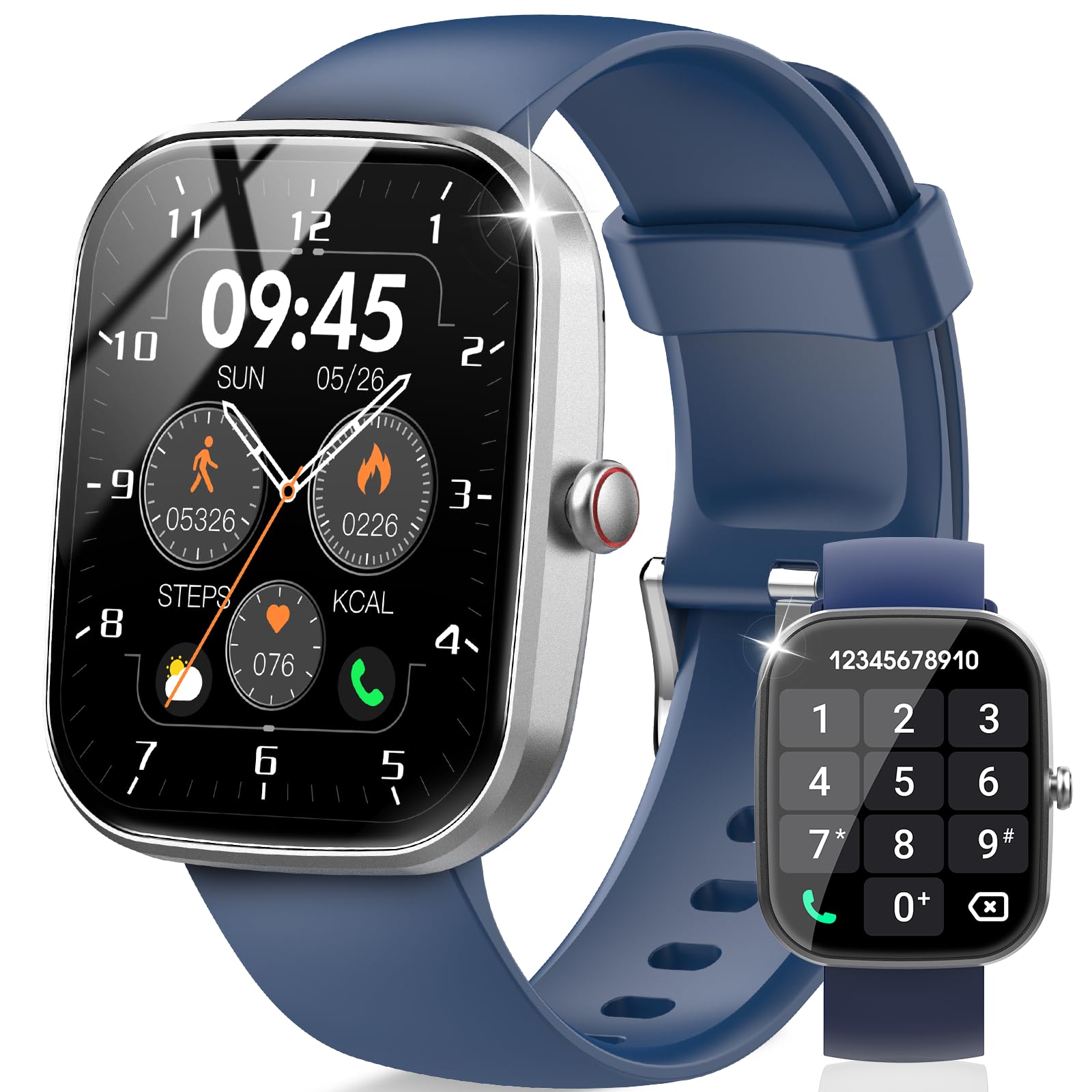 Csasan Smartwatch Uomo Donna con Effettua/Risposta Chiamate, 1.91'' HD Orologio Smartwatch con Contapassi/Sonno/Cardiofrequenzimetro, 110+ Modalità Sportive Fitness Tracker Impermeabile IP68, Blu
