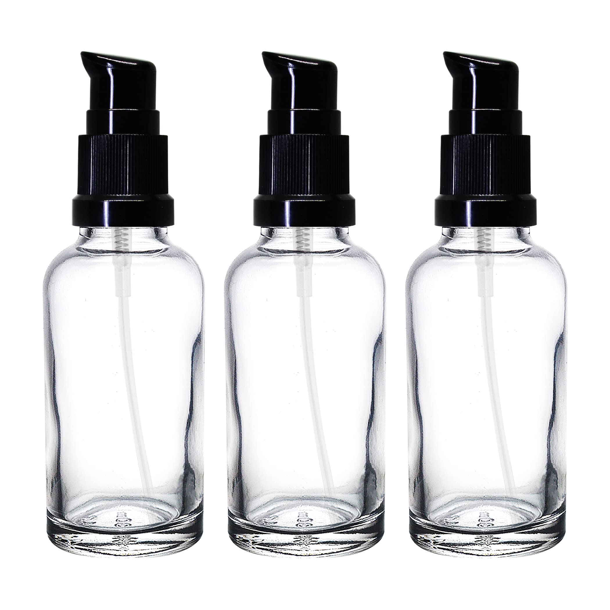 nsb herbals 30 ml Clear/Transparent Round Empty Glass Bottle With Lotion Pump And Black Cap For Essential Oils, Diy Skin Care, Cosmetics, Bottle (Pack Of 3)